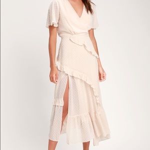 Lulus Next to you cream Swiss dot dress Medium